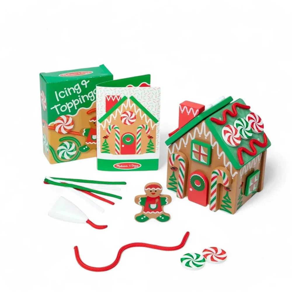 Melissa & Doug Gingerbread House Wooden Playset 38 Pieces Building Christmas NEW